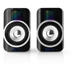 Nedis Gaming-Lautsprecher - Lautsprecherkanäle: 2.0 - Stromversorgung über USB - 3.5 mm Stecker - 30 W - RGB - Lautstärke-Regler