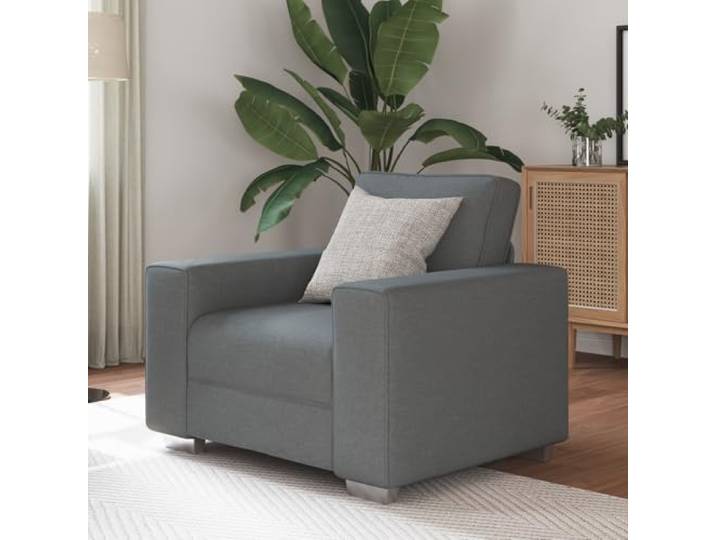 HEFZGDB Dunkelgrauer Sessel 59 cm Stoff Kompakt Polsterstuhl Modernes Design Elegante Polyester Bezug Gemütlich Relax Sitzmöbel Stabilität Holzrahmen Vielseitig Wohnzimmer Lounge