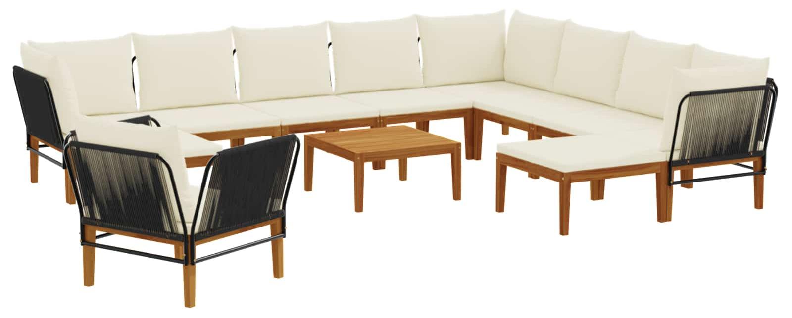 vidaXL 12 stk. Massives Akazienholz & Seil Natur