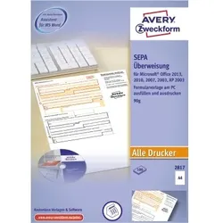 Avery Zweckform Überweisung 2817 DIN A4 inkl. Software 100 Bl./Pack.