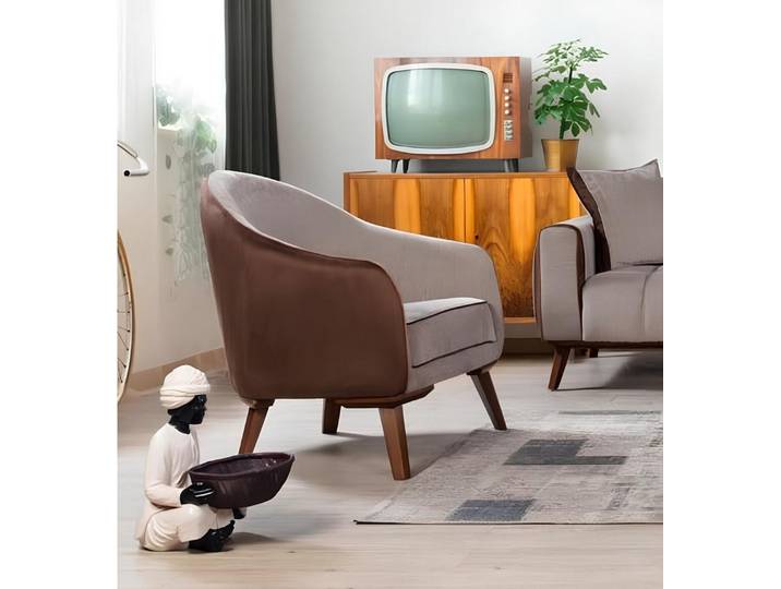 JVmoebel Sessel Graues Textil Einsitzer Sofa im modernen Lounge-Stil (Sessel), Made in Europa