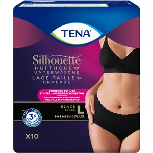 TENA Inkontinenz-Pants Silhouette Plus, Frauen, Größe L (95-125cm), schwarz, 6 Tropfen, 10 Stück