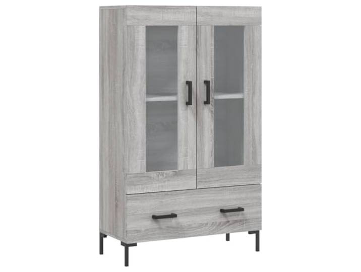 HGFDVCMR Highboard Grau Sonoma 69,5x31x115 cm Kommode mit Glastüren Stilvoller Beistellschrank fürs Wohnzimmer mit transparenten Glastüren, stabilen Metallbeinen und viel Stauraum.