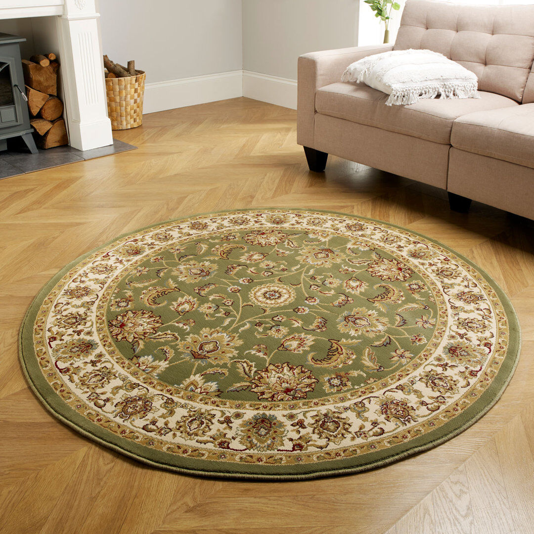 Bloomsbury Market Bohanan Round Oriental Dhurrie Area Rug Green Round 120cm