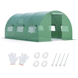 Helloshop26 - Robustes Tunnelgewächshaus 400 x 300 x 200 cm mit PE-Schutz und praktischer Belüftung aus grün verzinktem Stahl