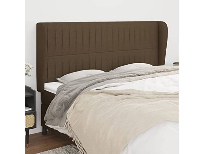 KTHLBRH Kopfteil aus Stoff, dunkelbraun, 183 x 23 x 118/128 cm, mit Beinen aus massivem Lärchenholz, klassisches Design, höhenverstellbar, zur Unterstützung der Rückenlehne, Material
