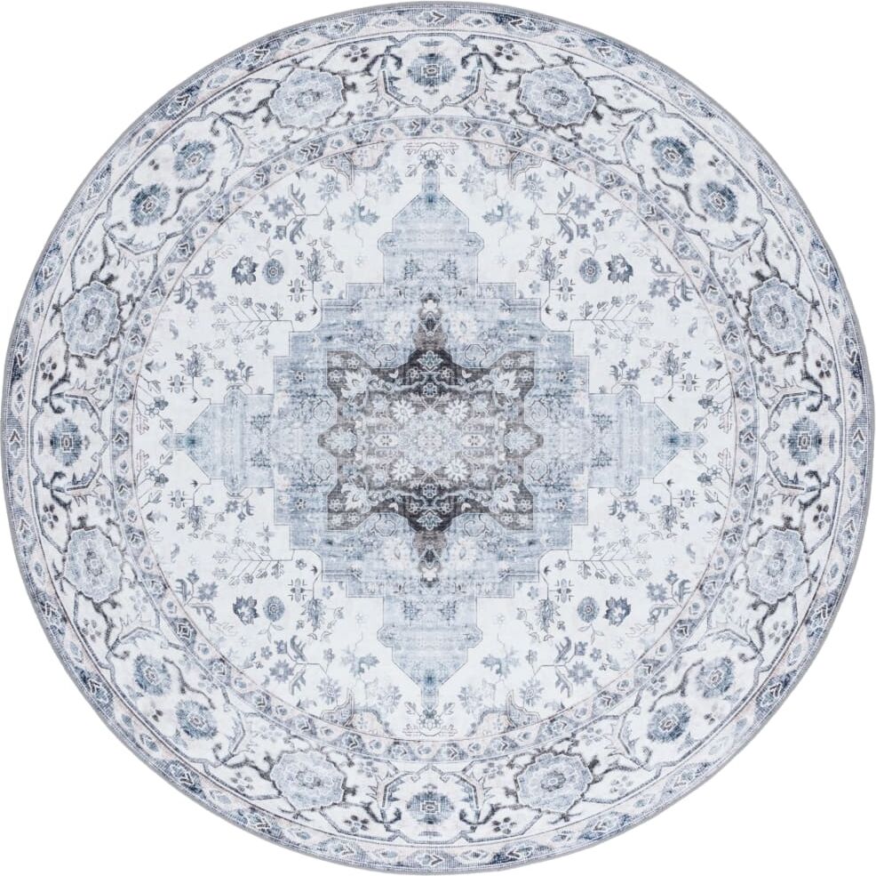 Safavieh Tapis traditionnel en polyester blanc/bleu, 183 cm Bleu 183x0x183cm