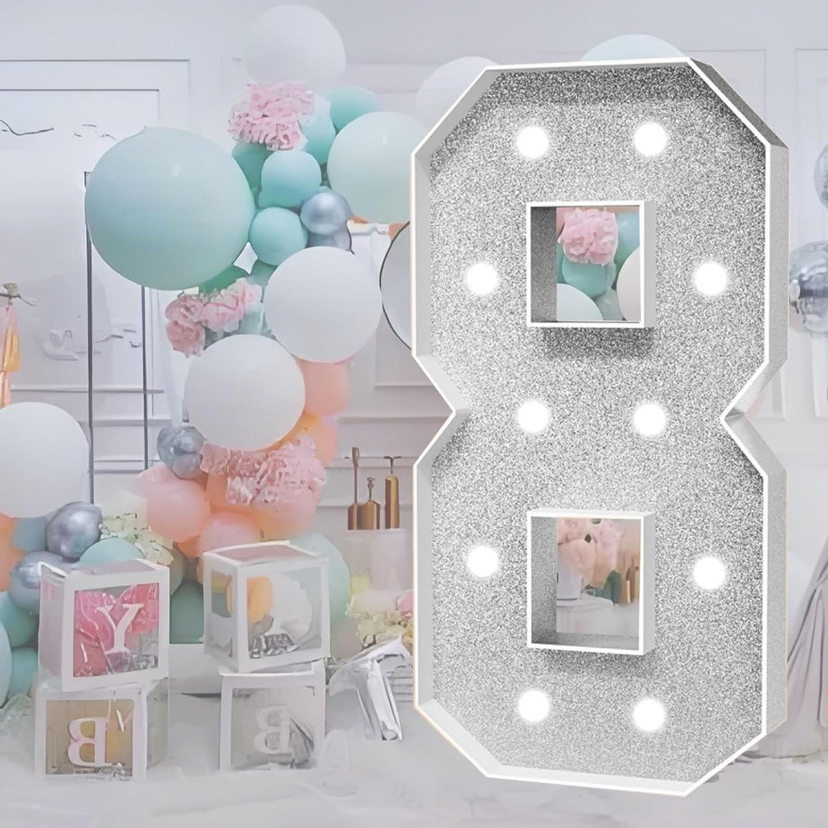 Lichtgevende LED Cijfers en Letters Decoratie voor Feestversiering - Zilver - Hoogte: 120 cm