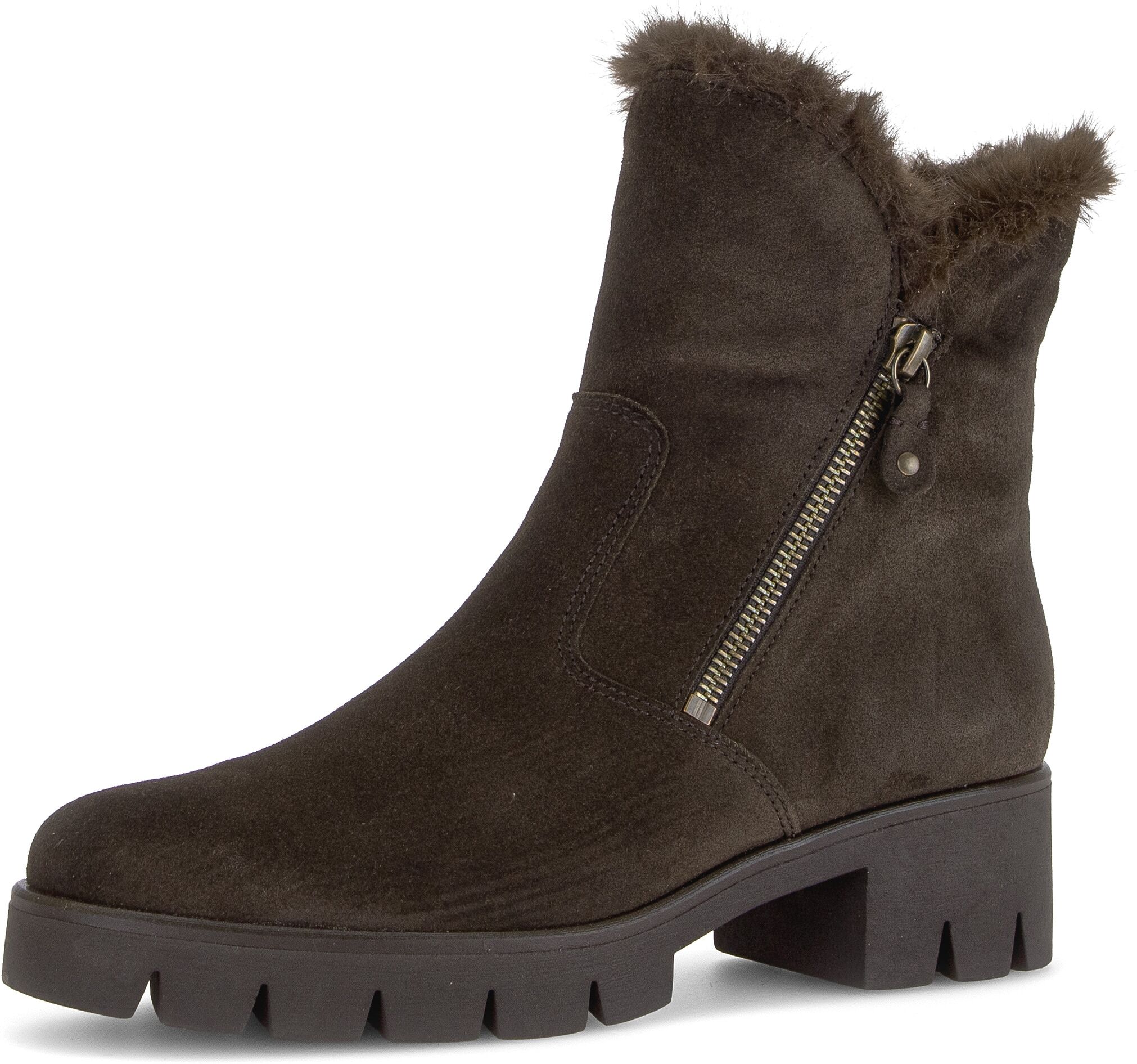 Winterstiefelette GABOR, Damen, Gr. 36, wärmend, braun (mocca), Veloursleder, unifarben, Basic, Schuhe Winterstiefelette, Winterboots mit Wechselfußbett, daher für eigene Einlagen geeignet