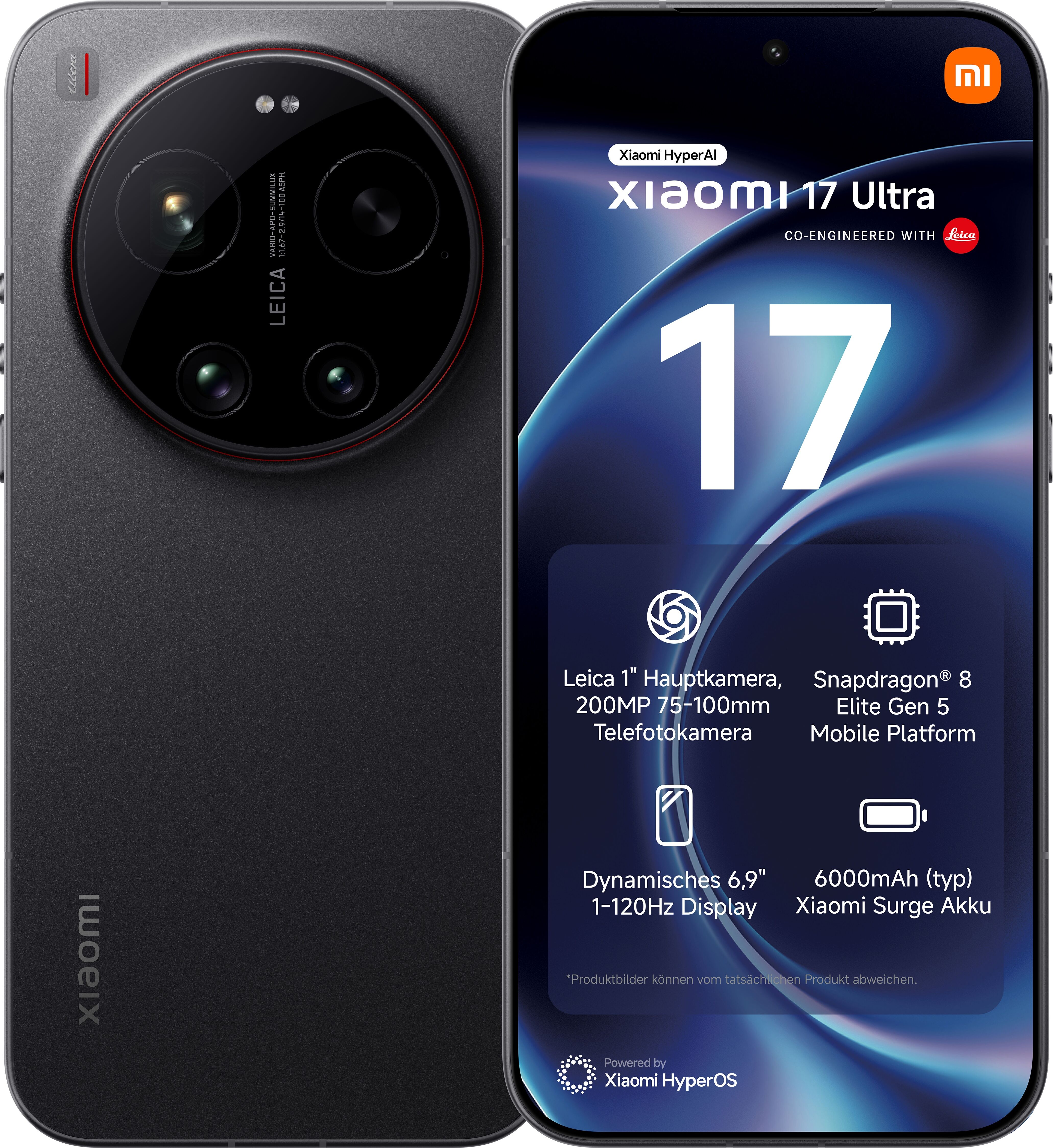 XIAOMI Smartphone "17 Ultra 16+512GB", Energieeffizienz: A, schwarz, 512 GB, Mobiltelefone, Smartphone schwarz 512 GB