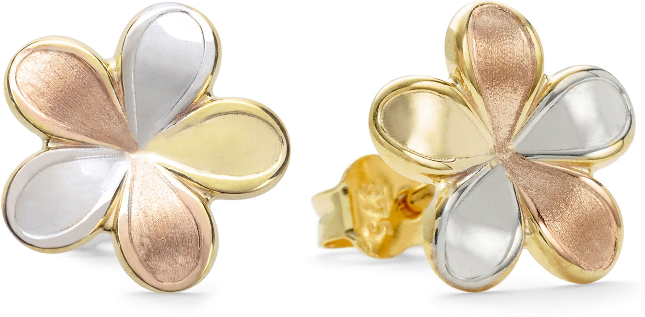 Paar Ohrstecker AMOR "Blüten", rosa (gelbgoldfarben, weißgoldfarben, roségoldfarben), Ohrringe, Damen, 10mm, Gelbgold 375 Roségold 375 Weißgold 375, Gelbgold 375, Roségold 375, Weißgold 375, Paar Ohrstecker