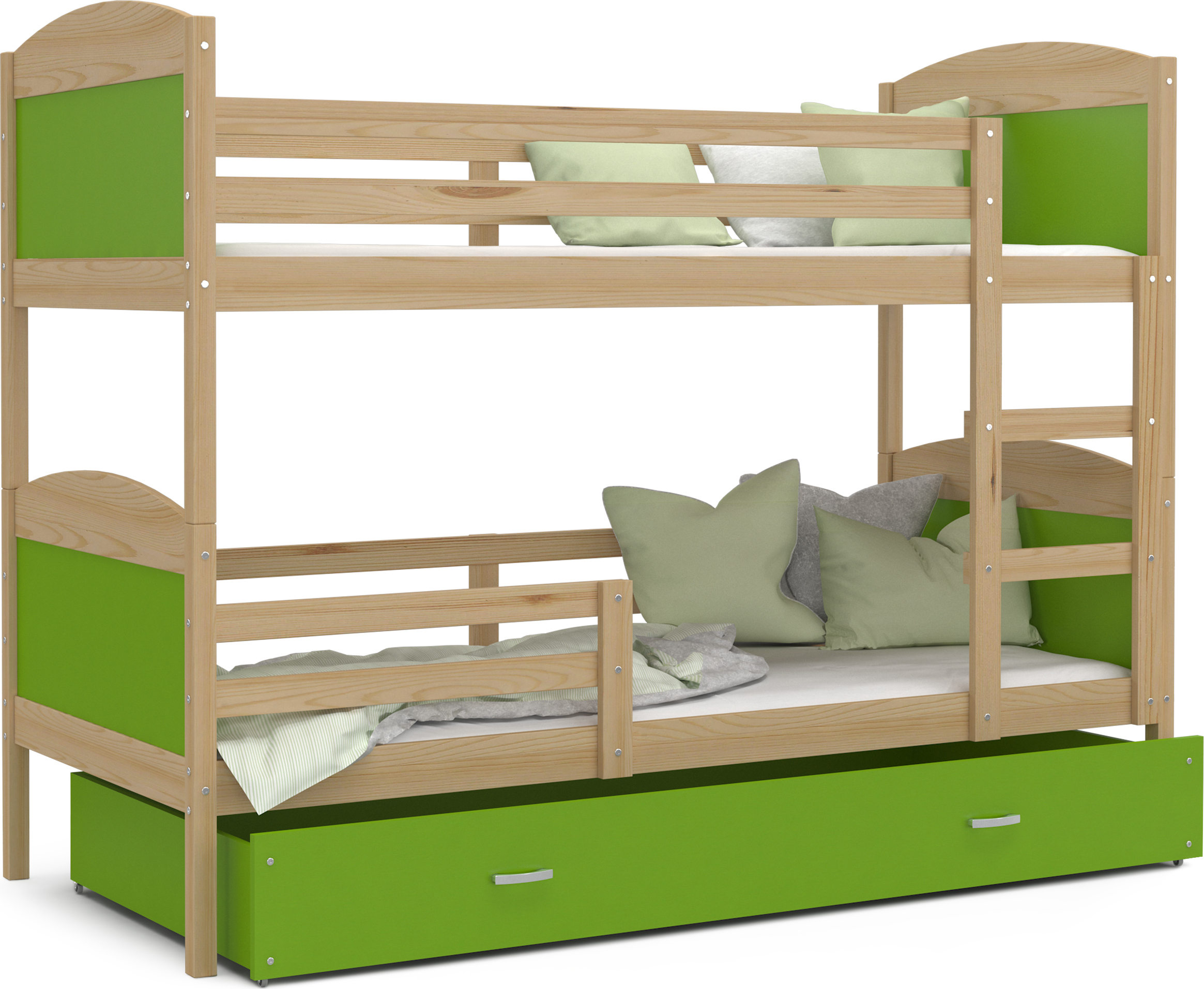 Etagenbett hochbett kinderzimmer kinderbetten jugendzimmer 160x80 kiefer grün