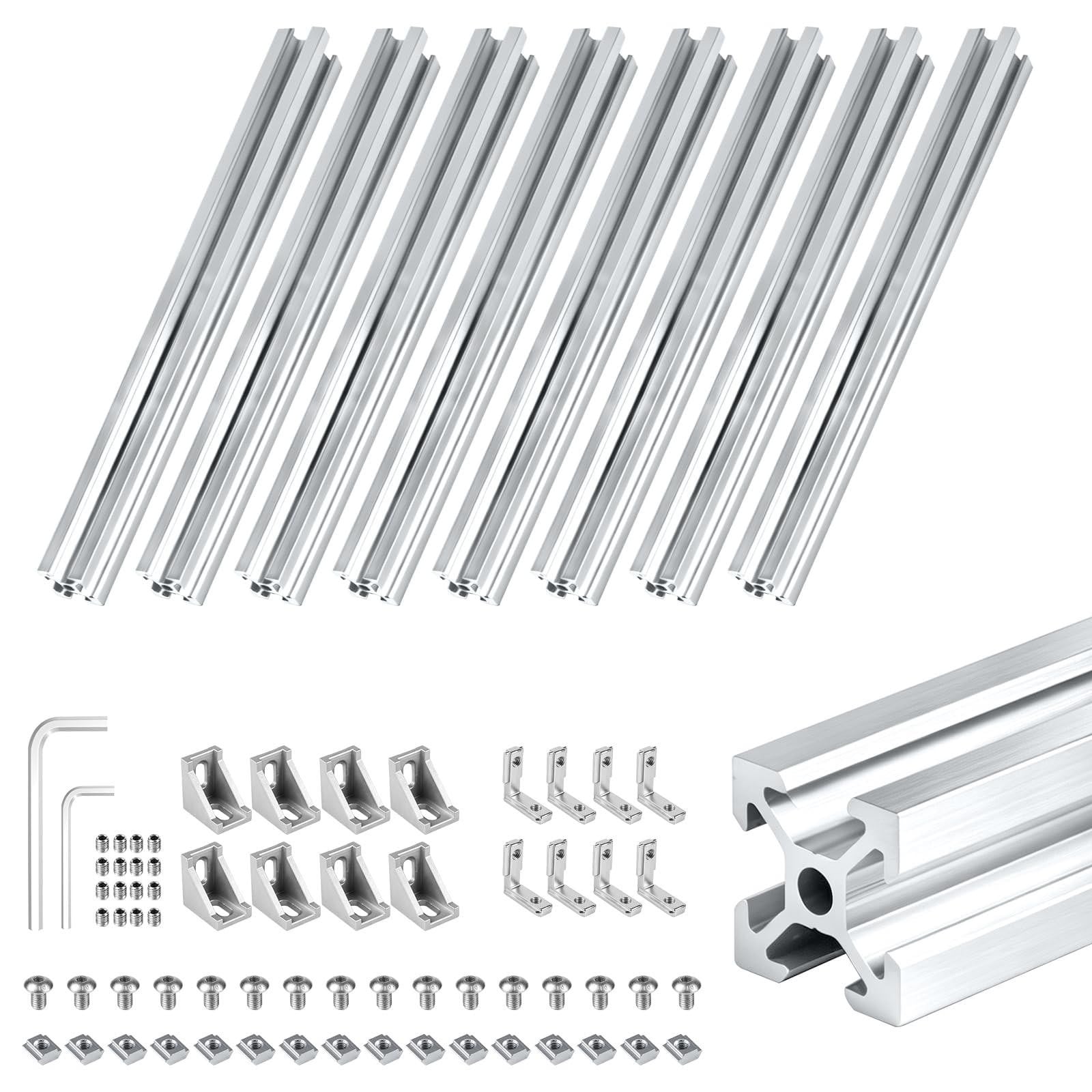 Aluminium Profiel Set van 8 stuks van 30 cm inclusief accessoires