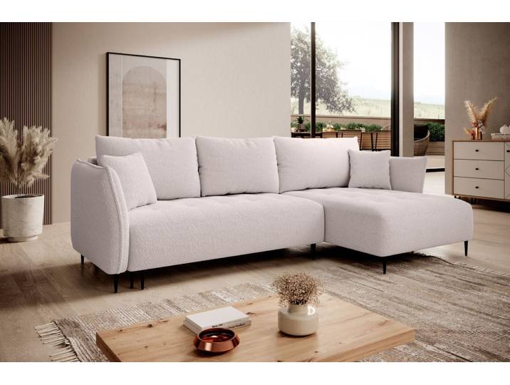 Ecksofa BARI mit Schlaffunktion und Bettkasten, Breite 276 cm , Catch me 21, Ottomane: rechts