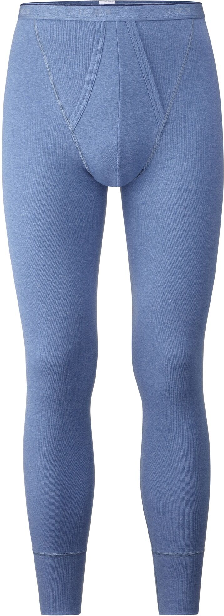 Lange Unterhose ISA BODYWEAR "Lange Unterhose mit Eingriff", Herren, Gr. M, blau (jeansmeliert), Obermaterial: 100% Baumwolle CO., Unterhosen Lange Unterhose jeansmeliert M