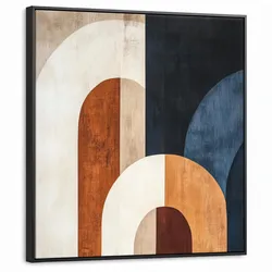LEINWAND Bilder mit Rahmen - Abstrakt - Formen - Dunkelblau - 90x90