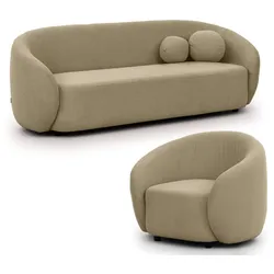 SITZGARNITUR 3+1 Roundi Beige Bouclé