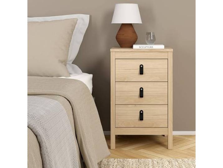 Dmora - Nachttisch Mirabelle, Niedrige Kommode, Tisch, Multifunktionaler Nachttisch, 44x38 h70 cm, Eiche