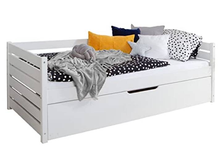 TiCAA Sofabett Naomi inkl. Ausziehbett, 100x200, Weiß
