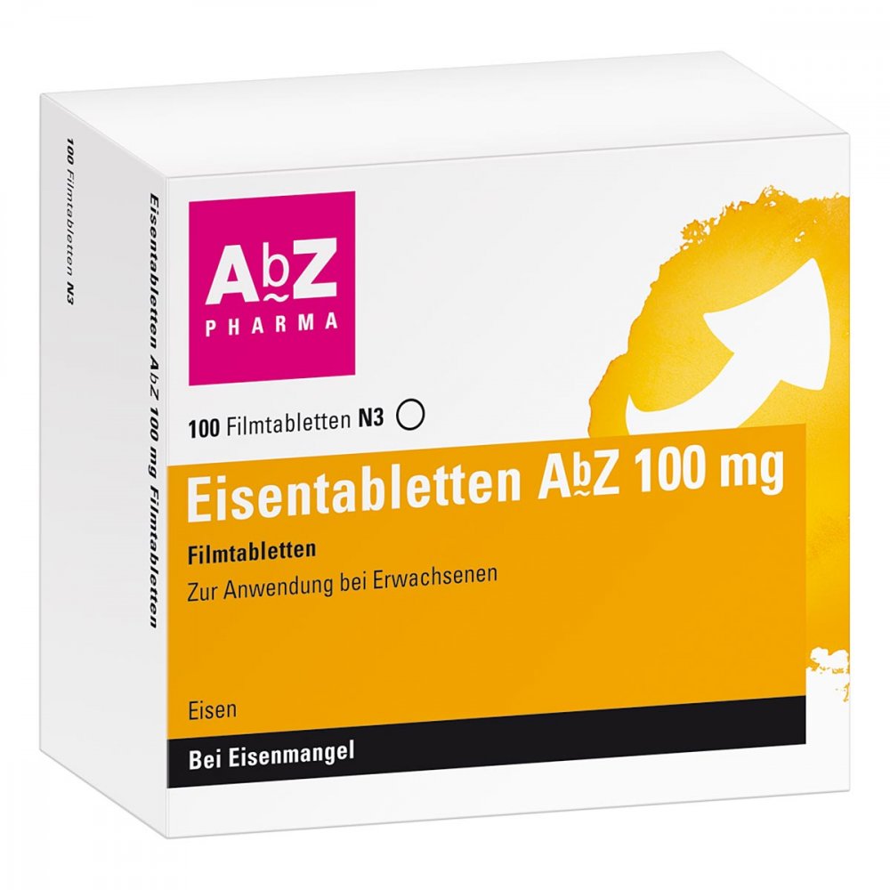 AbZ Pharma GmbH Eisentabletten AbZ 100mg zum Ausgleich eines Eisenmangels 06683767