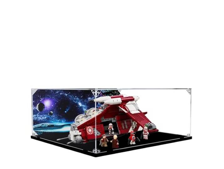 Acryl-Vitrine für Lego 75354 Bauset, transparente Vitrine, staubdichte Vitrine, kompatibel mit Lego 75354 (nur Vitrine) (schwarzer Sockel)