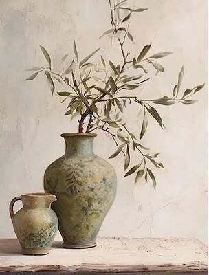 Inspired Living Elegant Olive & Lemon Botanical Canvas Wall Art For Living Room & Bedroom Decor b 30x40cm