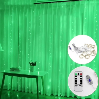 Inspire Curations 3M Waterfall Fairy Garland Lights green Light 3mx1m 100led