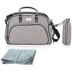 Lorelli Wickeltasche Viola, wasserabweisend, Wickelunterlage, Seitentaschen grau