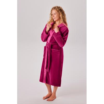 Unisex-Bademantel OTTO HOME "Miia, ideal für Sauna, Spa & im Urlaub" Gr. S, pink (beere, pink), L:120cm, Microfaser, Hausmäntel, weich und kuschelig, plüsch, für Damen und Herren, S-XL