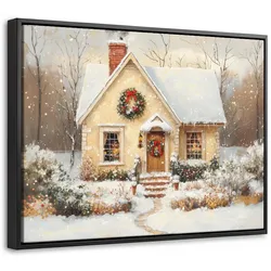 LEINWAND Bilder mit Rahmen - Weihnachten - Zuhause - Winter - Schnee - 40x30