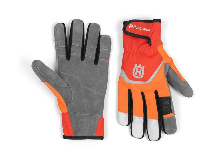 Gartenhandschuhe HUSQVARNA Technical Light 8 , orange (orange, schwarz), Leder, Handschuhe, Gartenhandschuhe