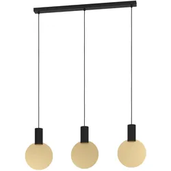 EGLO, Pendelleuchte, 900402 SARONA LED GU10 3-fach Hängeleuchte 3x4,5W 910x50mm Schwarz Gold (GU10, 1035 lm)
