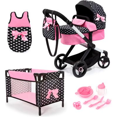 Kombi-Puppenwagen BAYER "Xeo Mega, schwarz", schwarz, Puppenwagen, KinderB:37cm H:73cm T:68cm, Kunststoff, Metall, Stoff, B:37cm H:73cm T:68cm