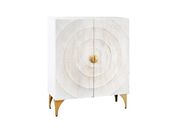 Massivholz Design Highboard „Brilliant Sunset“ Mangoholz Weiss Invicta Interiors