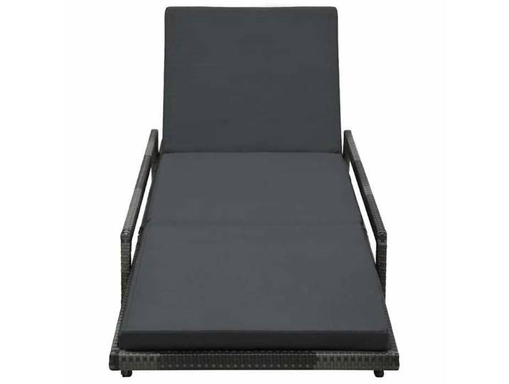 Neuf& 2966 Siège/Bain de Soleil - - CHIC - Chaise longue avec coussin Résine tressée Gris