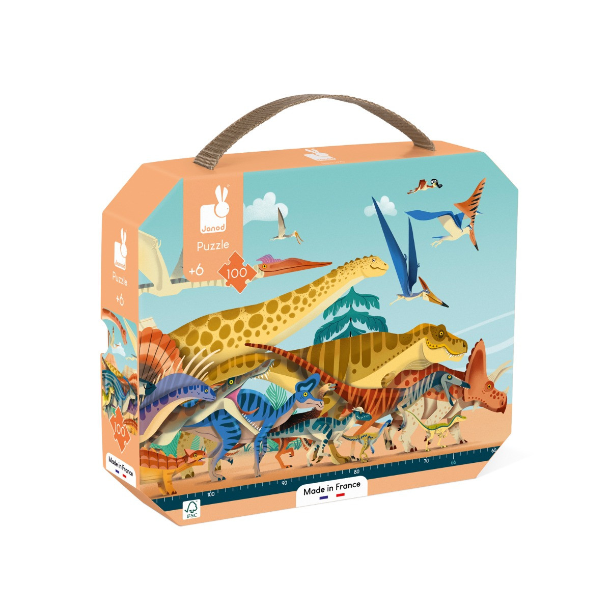 Janod Puzzel Panorama Dinosaurus - 100 stukjes - Educatief speelgoed