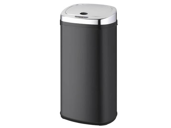 KITCHEN MOVE Poubelle de cuisine automatique 42L LARGO Noir brillant en acier INOX avec cerclage