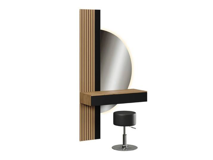 Coiffeuse Melina 100cm avec miroir LED et tabouret Chêne/Noir Vicco 58446