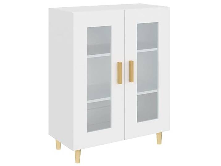 Kaorsrow Sideboard Weiß 69,5x34x90 cm Kommode mit Glastüren Minimalistischer Mehrzweckschrank mit 2 Glastüren und robuster Oberplatte für Wohnzimmer, Flur oder Schlafzimmer.