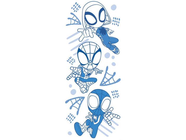 Marvel Fototapete Spidey AND HIS Amazing Friends, Blau, Weiß, Cartoon, 100x250 cm, Tapeten & Wandverkleidungen, Fototapeten