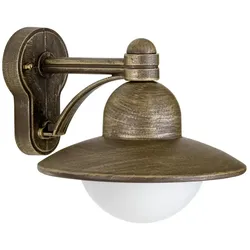 Albert Außenwandleuchte Landhausstil Hutform Rund Typ Nr. 1850, IP44, E27 QA55 max. 57W, Alu-Guss / Opalglas, Braun-Messing ALB-651850