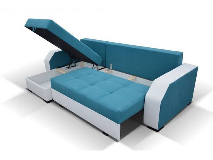 Xlmoebel Ecksofa Design Ecksofa Aris mit Bettfunktion aus Leder und Textil, Ecksofa 2 Teile, Made in Europa