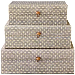 Chic Antique Amilly Schachteln aus Bambus 3er Set, Großes Set, opal