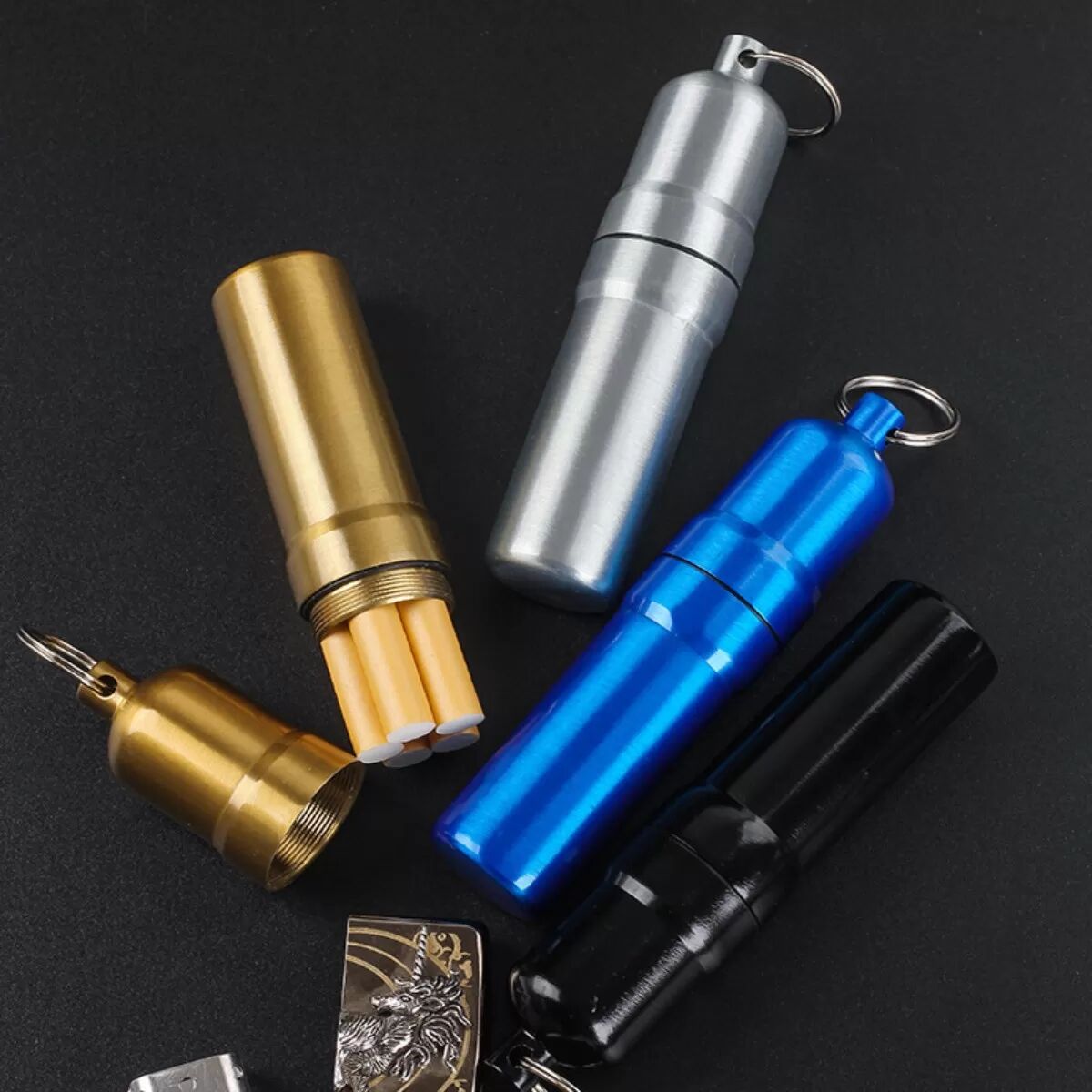 INF Étui à Cigarettes Scellé Portable - Alliage d'Aluminium, Étanche, Contient 5 Cigarettes Régulières Argent