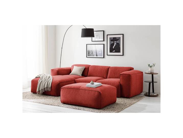 Repose-pieds capitonné 81 x 38 x 100cm Rouge Tissu Saia: Carmin