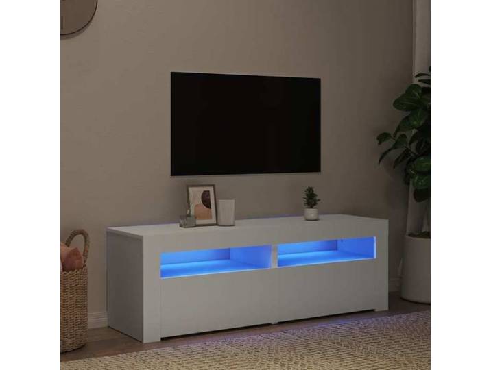 Banc TV Blanc Magnifique - Meuble TV - Armoire TV Pour Téléviseur - avec lumières LED blanc 120x35x40cm CL5321602