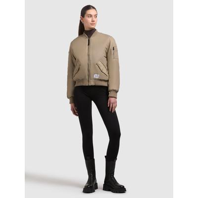 Bomberjacke KHUJO "KASIA", Damen, Gr. L, beige (bomber beige), Twill, 100% Nylon, unifarben, regular fit hüftlang, eingesetzt Rippbündchen, Jacken Bomberjacke