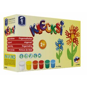 Feuchtmann Fingerfarbe 6330626 KLECKSi Basic Maxi, 6 Farben je 150 ml, auswaschbar