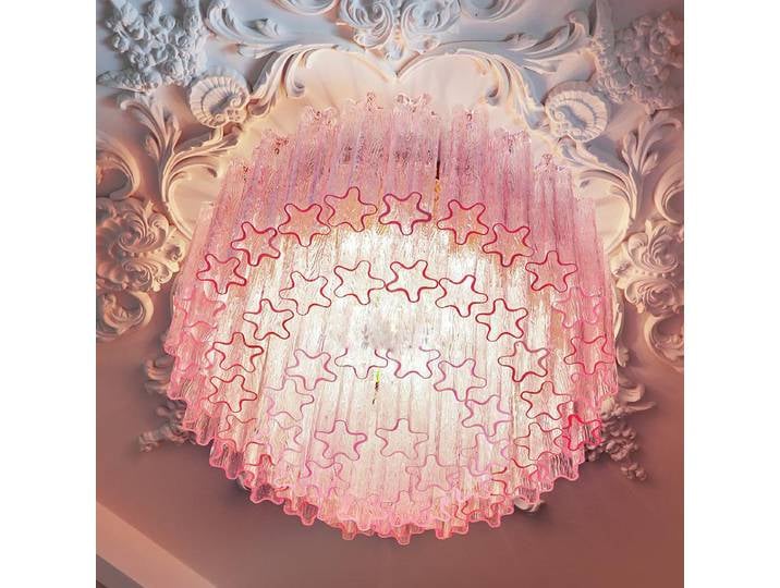 Rose beauté Design français Dimmable LED plafonnier Lustre éclairage lampes suspendues Lustre Lamparas De Techo pour salle à manger