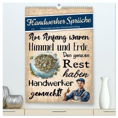 Handwerker Sprüche (hochwertiger Premium Wandkalender 2026 DIN A2 hoch), Kunstdruck in Hochglanz